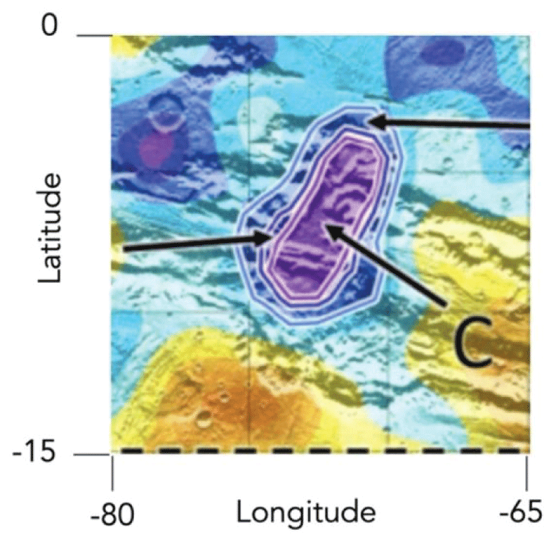 The small (purple) region with observed 40.3% WEH. Adapted from Figure 1 of Mitrofanov, et al. [27].
